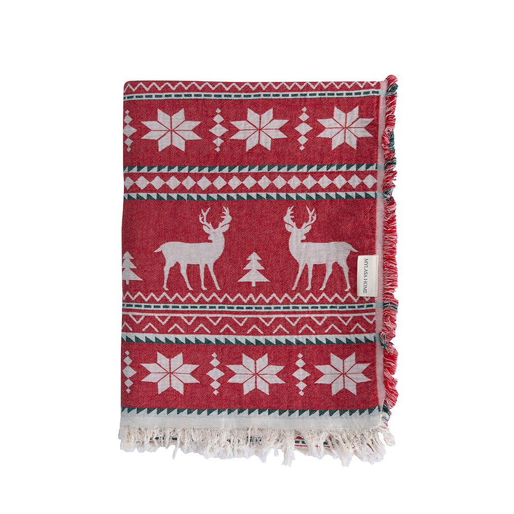 Christmas Throw Blanket & Zipper Throw Pillowcase  (Total 2 piece)