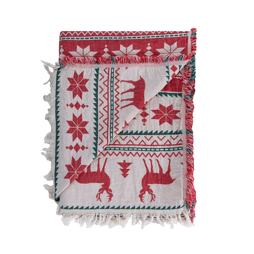 Christmas Throw Blanket & Zipper Throw Pillowcase  (Total 2 piece)