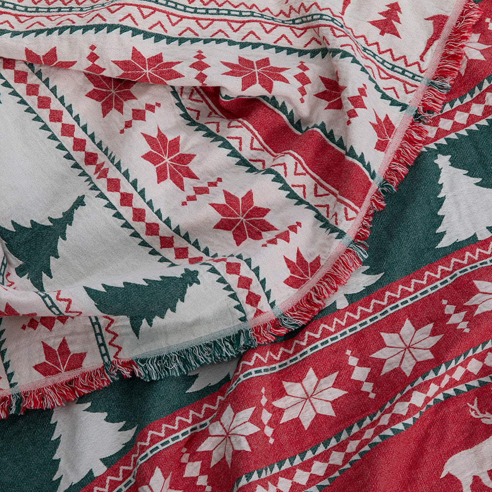 Christmas Throw Blanket & Zipper Throw Pillowcase  (Total 2 piece)