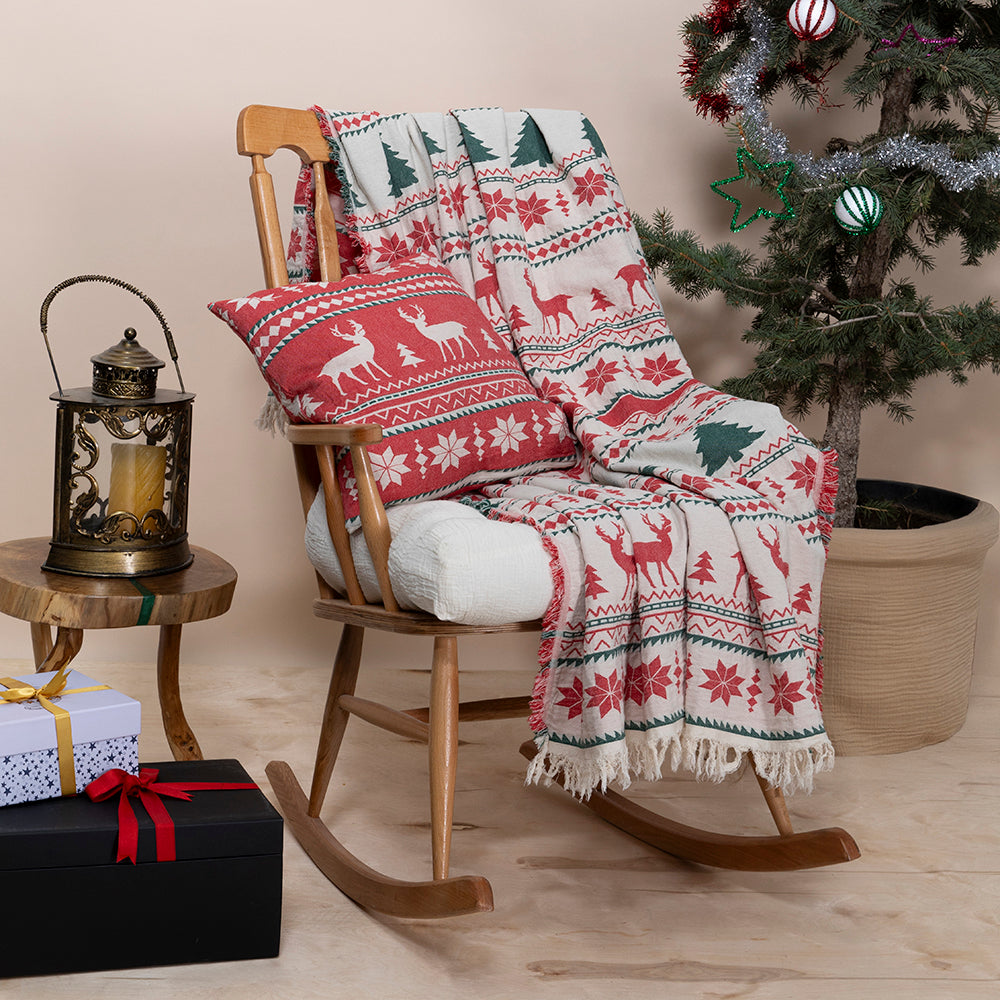 Christmas Throw Blanket & Zipper Throw Pillowcase  (Total 2 piece)