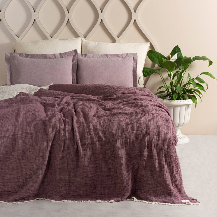 Muslin Double Face Bedspread Purple