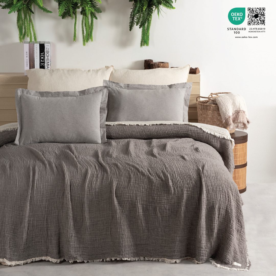 Muslin Double Face Bedspread Gray