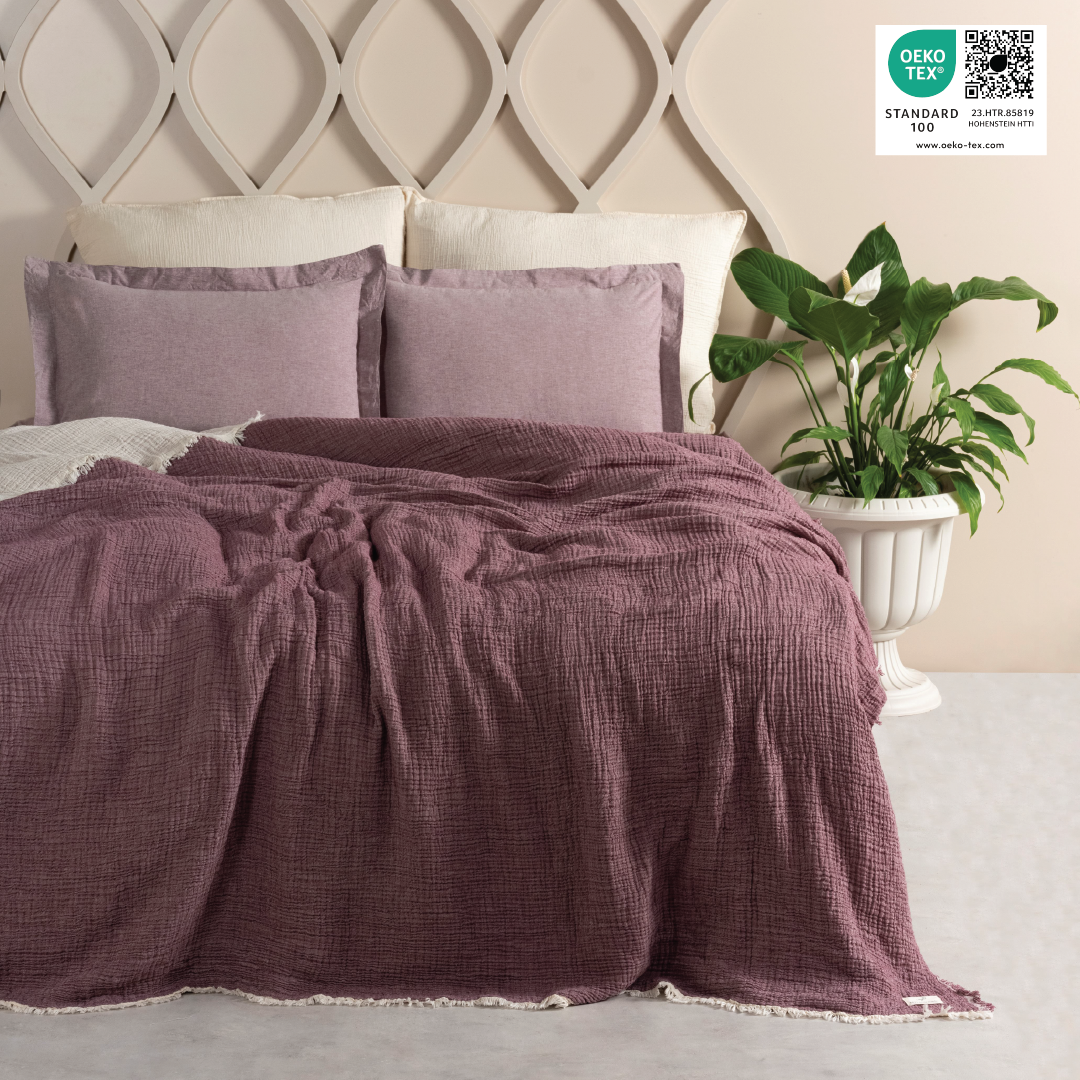 Muslin Double Face Bedspread Purple