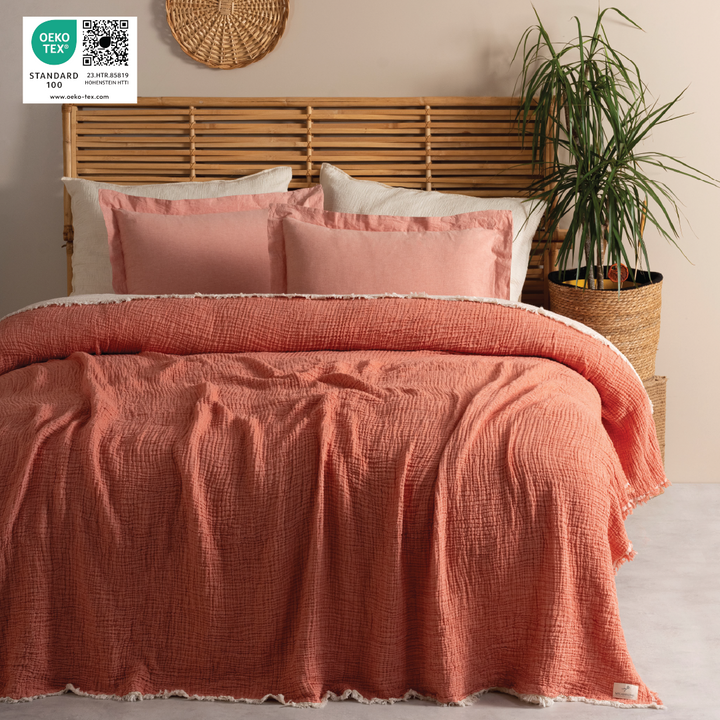 Muslin Double Face Bedspread Terra-Cotta