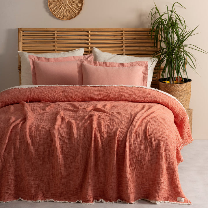 Muslin Double Face Bedspread Terra-Cotta