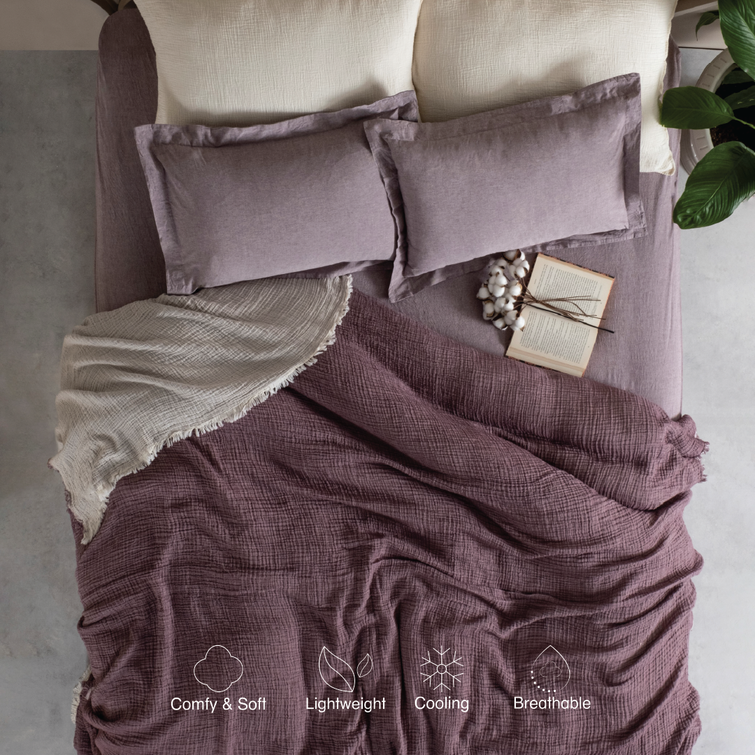 Muslin Double Face Bedspread Purple